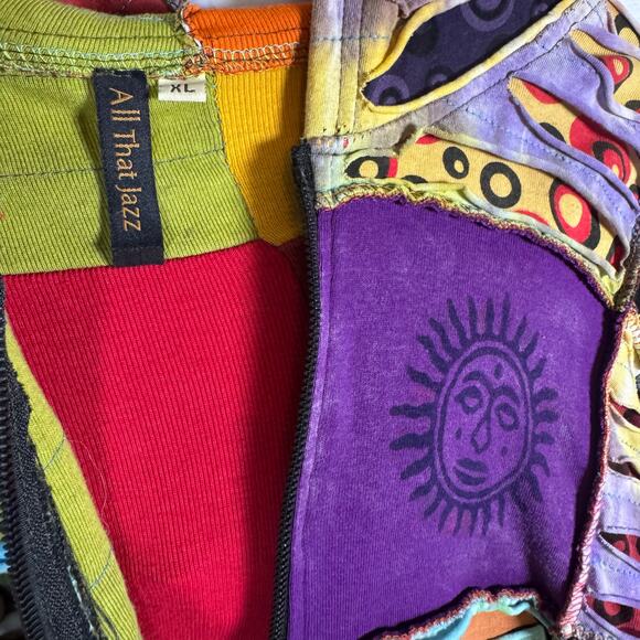 All That Jazz Cut Out Patchwork Full Zip Hoodie Boho Women's XL Hippie Festival - Picture 7 of 10